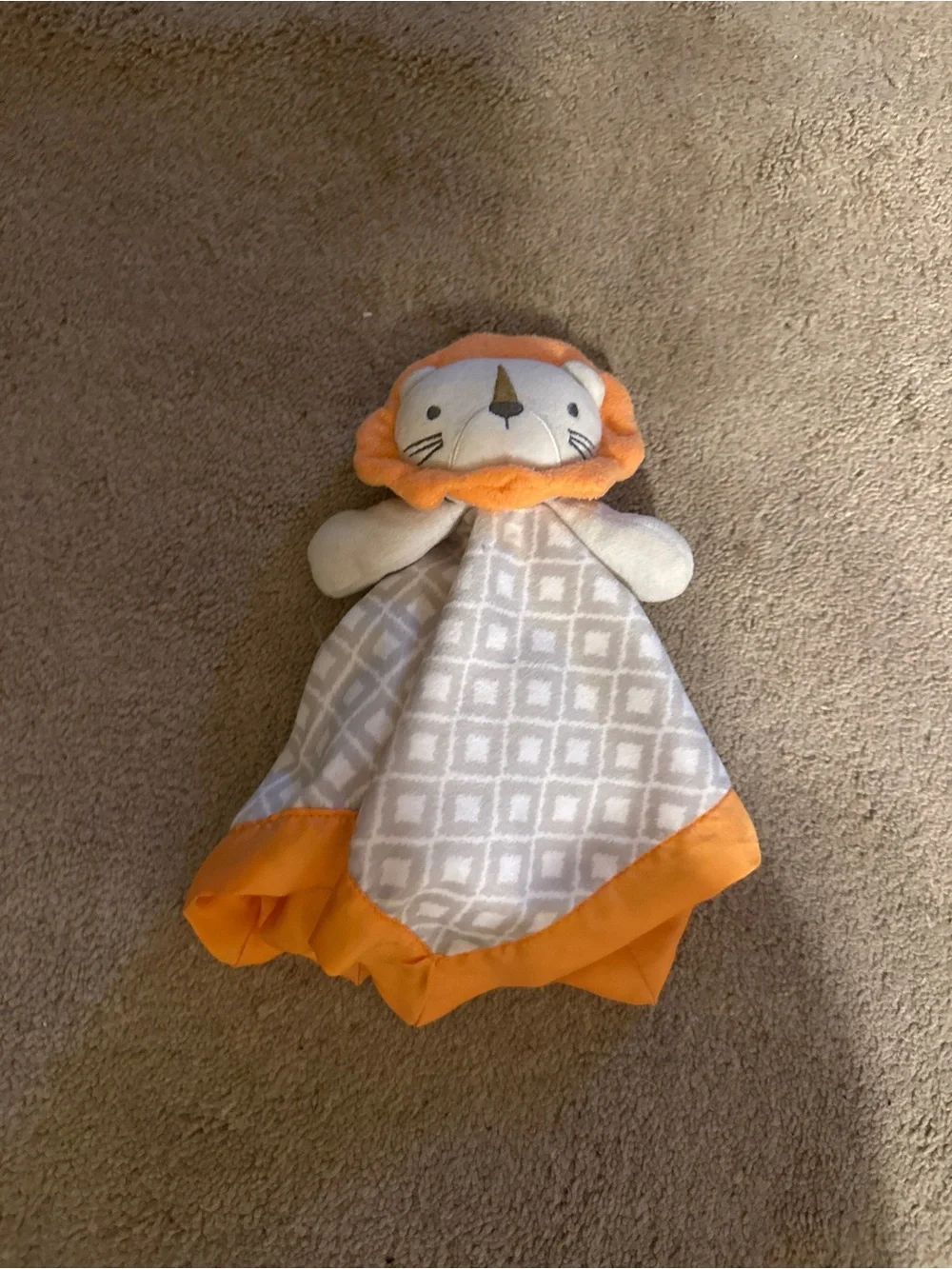 Circo Cream and Orange Lion Lovey Security Blanket